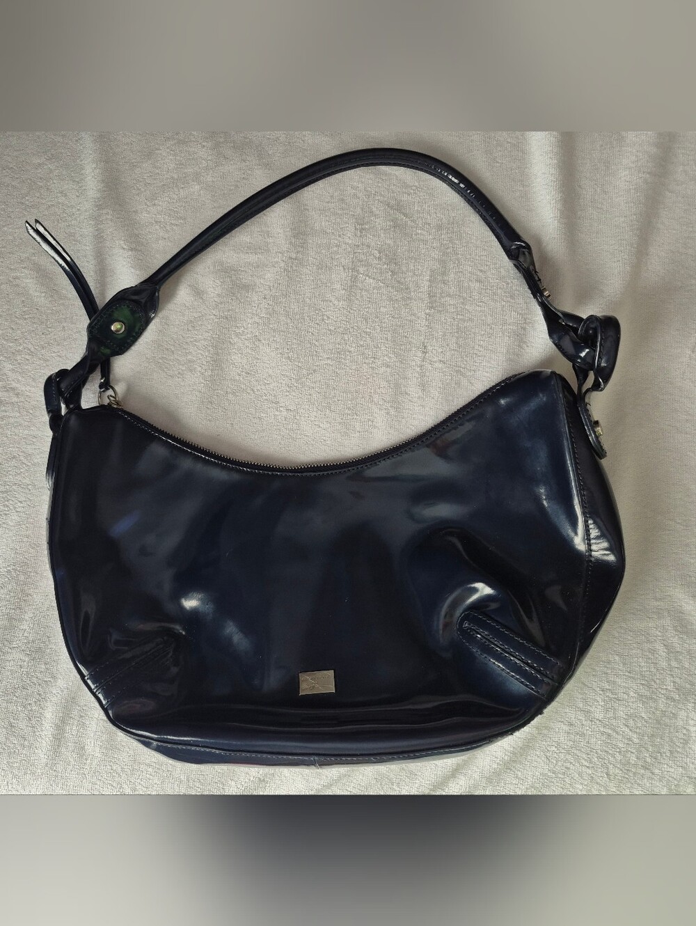 Donald J. Pliner Navy Patent Leather Shoulder Bag